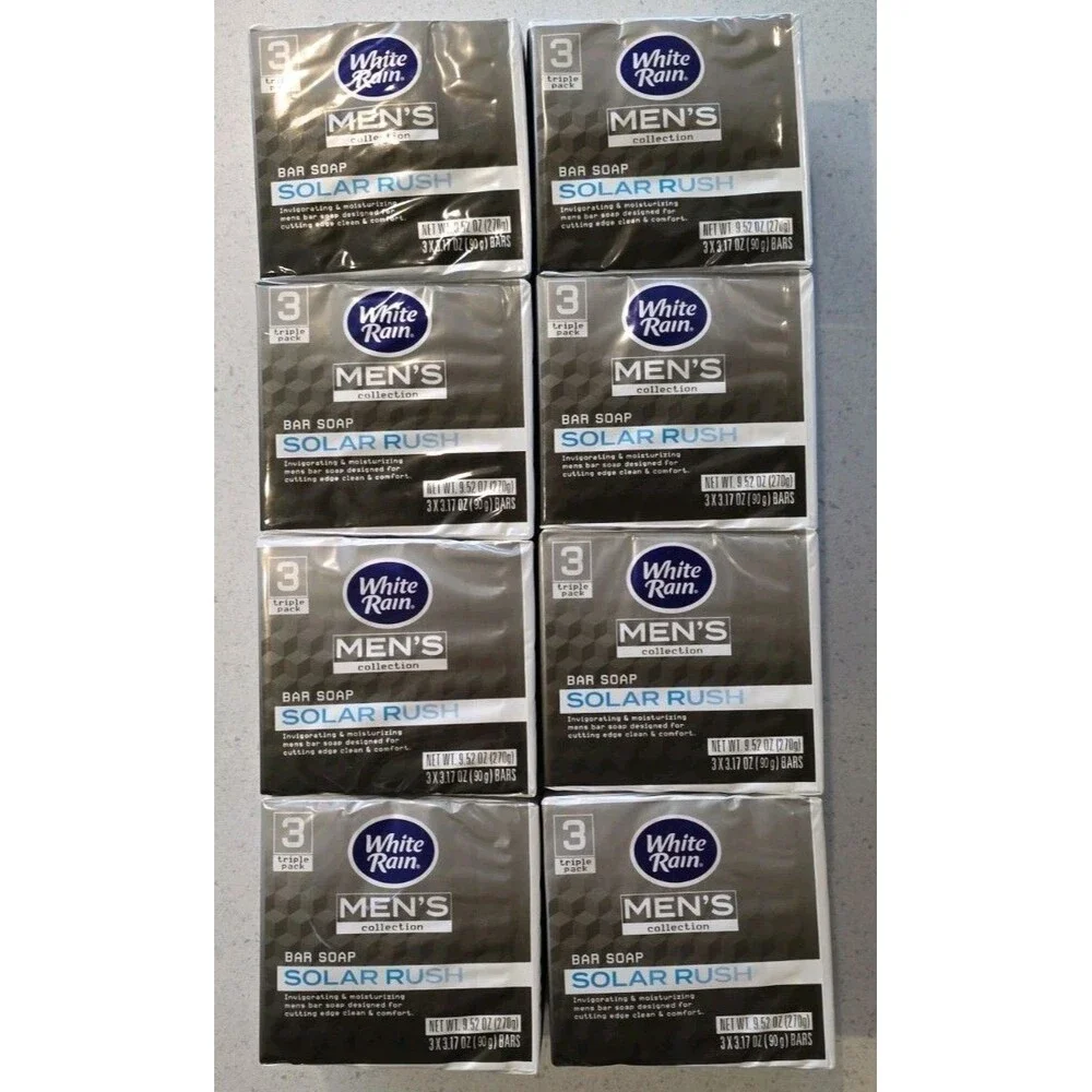 24 Bars White Rain Men's Collection Solar Rush Bar Soap * 8 3-packs * 3.17oz NEW